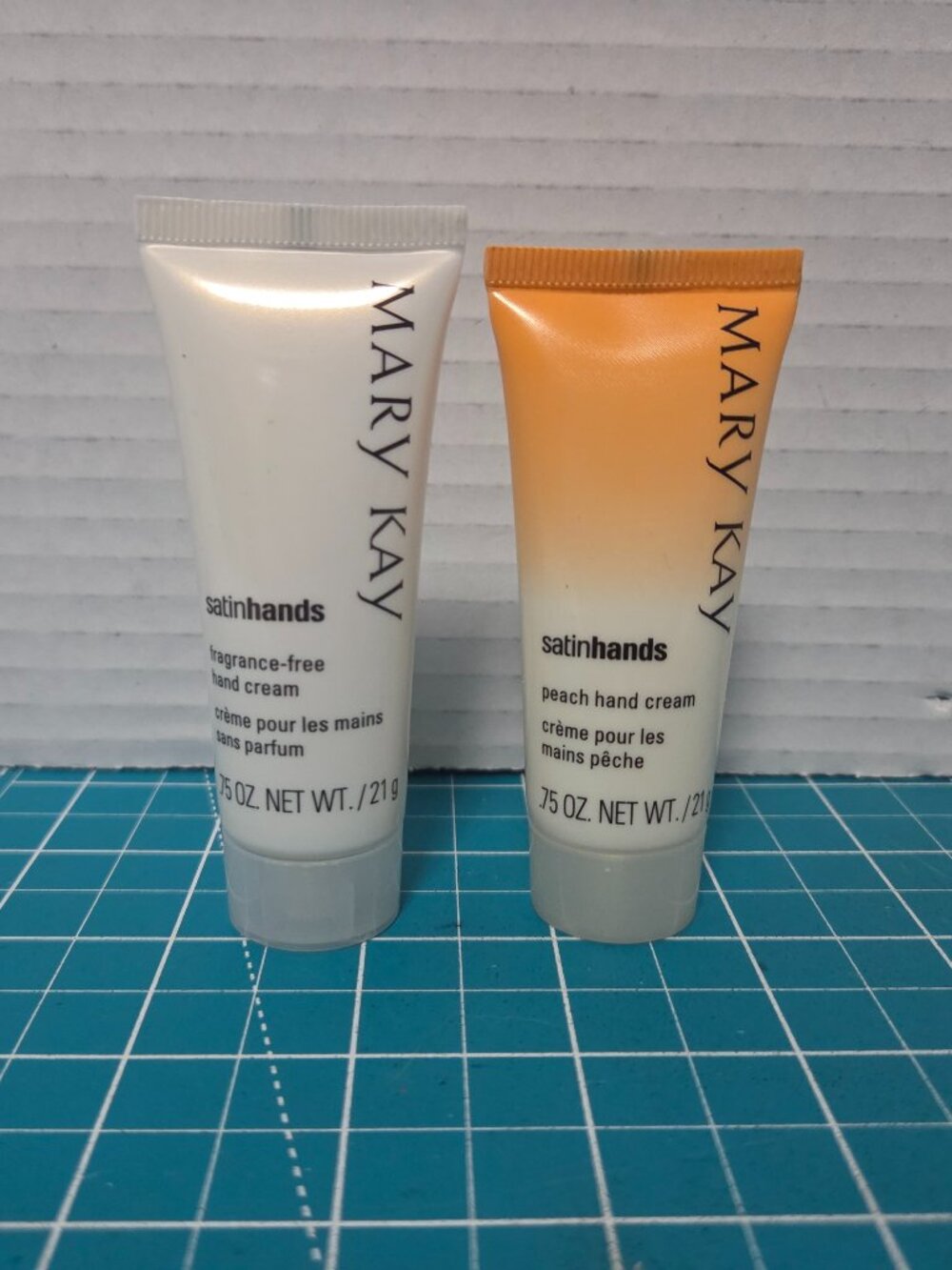 Mary Kay Satin Hands Hand Cream Scent Free and Peach Scented 0.75 Oz Each New